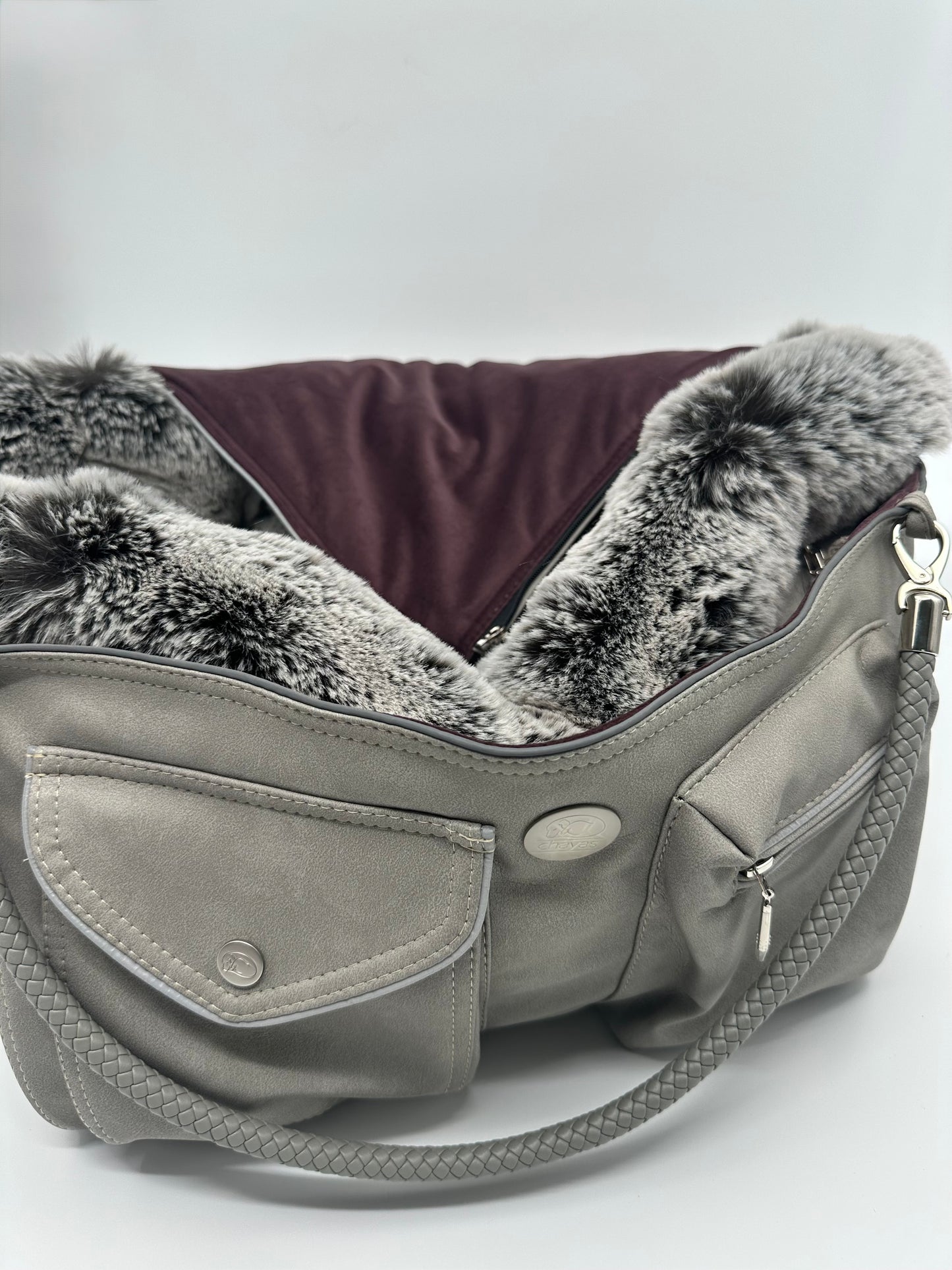 Hundetasche Weekender platingrey-wildberry, salt & pepper Inlay