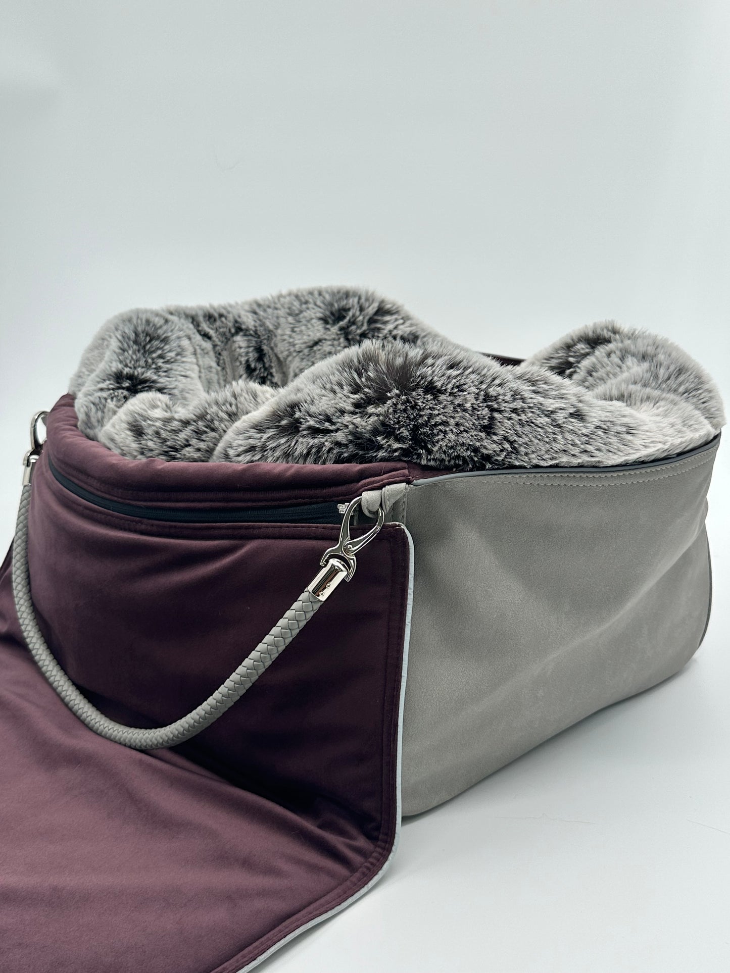 Hundetasche Weekender platingrey-wildberry, salt & pepper Inlay