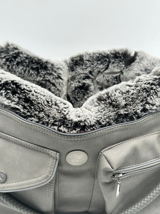 Hundetasche Weekender platingrey-iceblue, salt & pepper Inlay