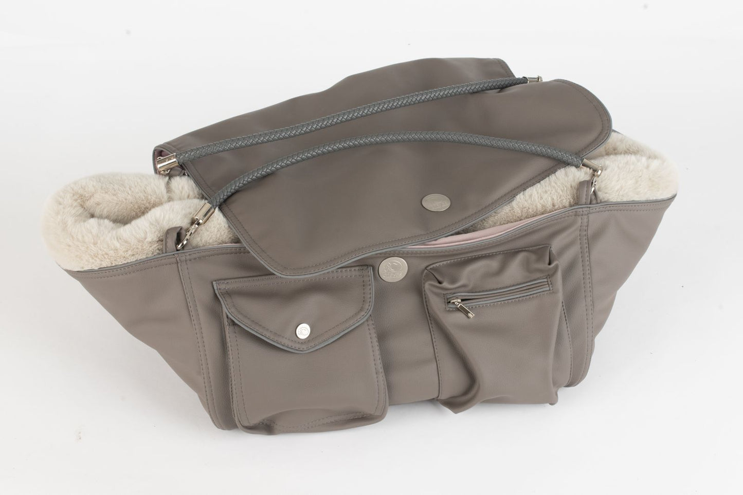 Hundetasche Weekender taupe-darkrose, silver Inlay