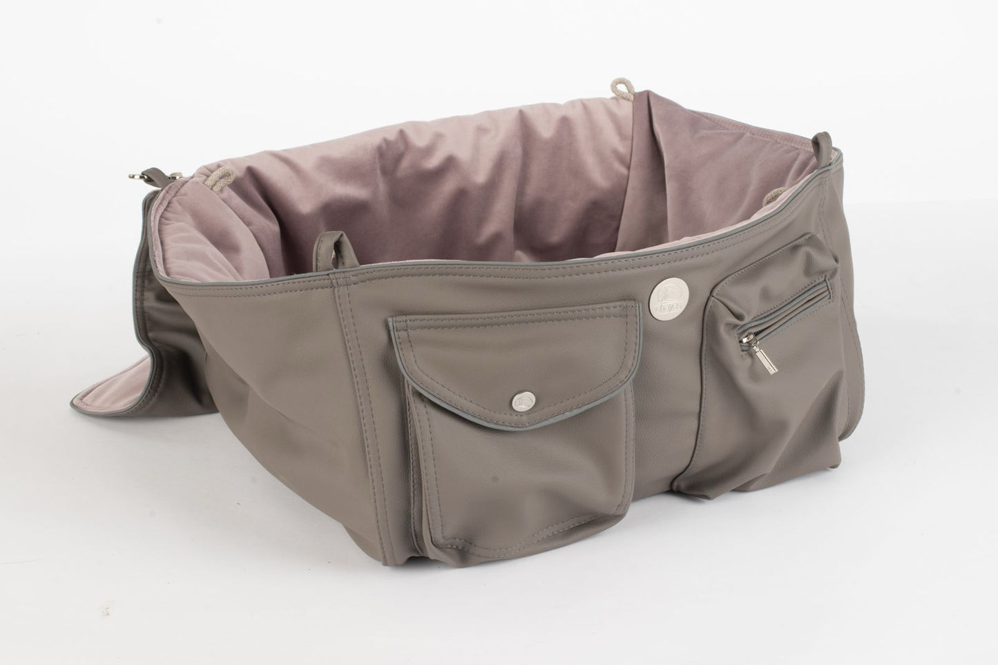 Hundetasche Weekender grey-darkrose, silver Inlay