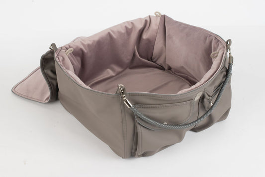 Hundetasche Weekender platingrey-dustyrose, salt & pepper Inlay