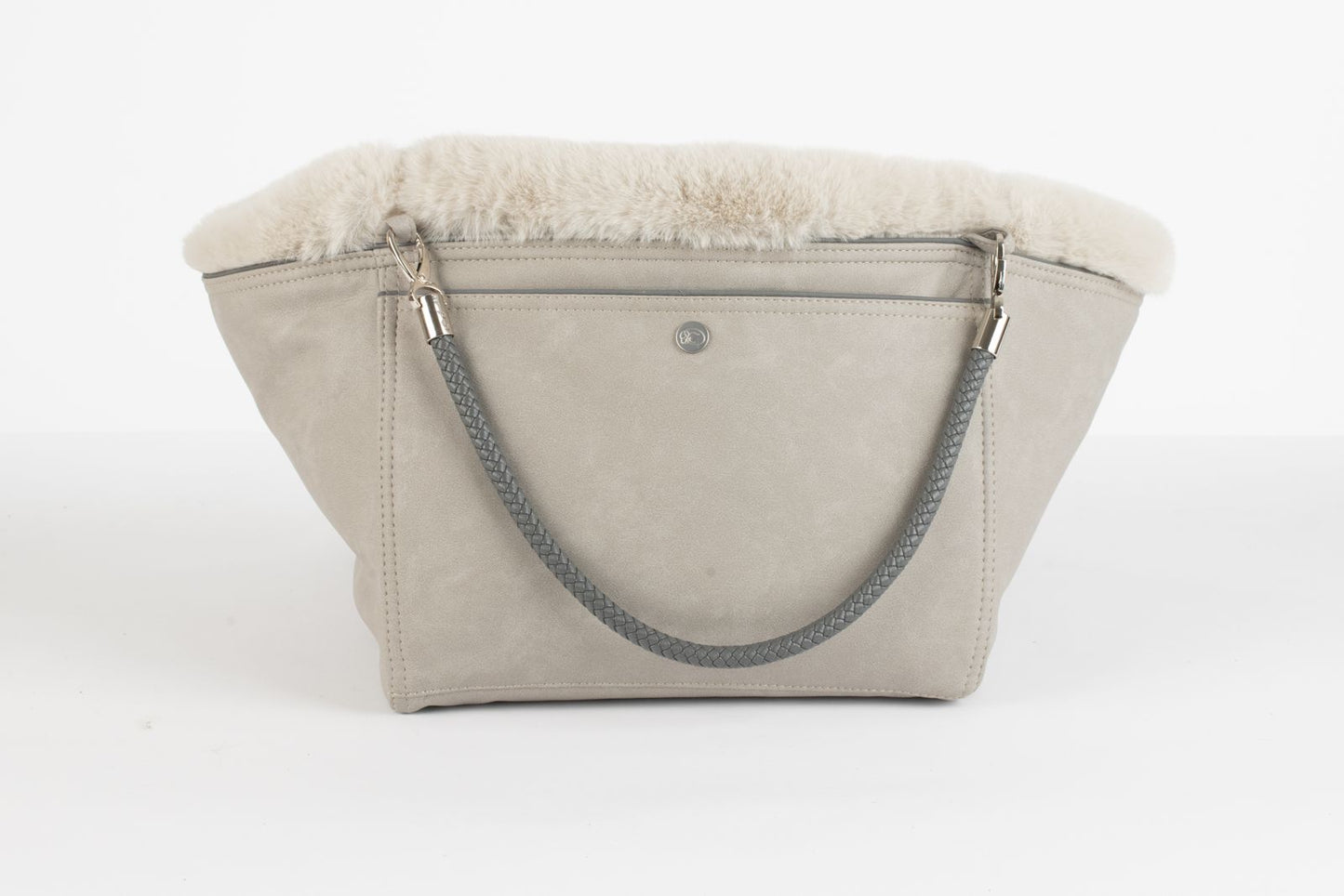 Hundetasche Weekender grey-iceblue, silver Inlay