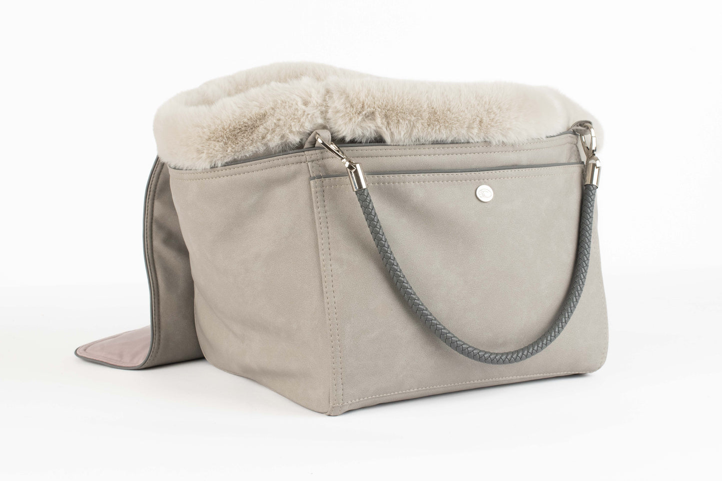 Hundetasche Weekender grey-darkrose, silver Inlay