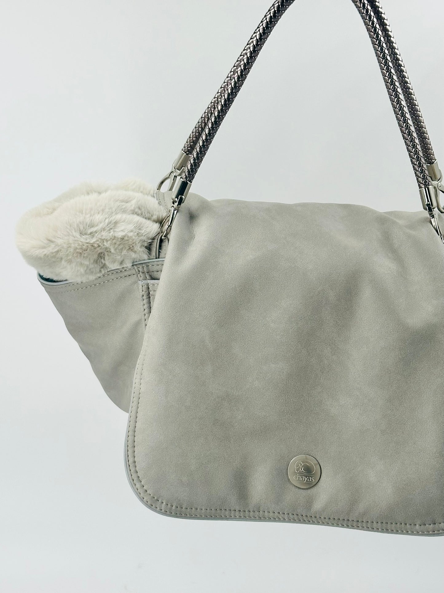Hundetasche Weekender platingrey-dustyrose, silverstone Inlay