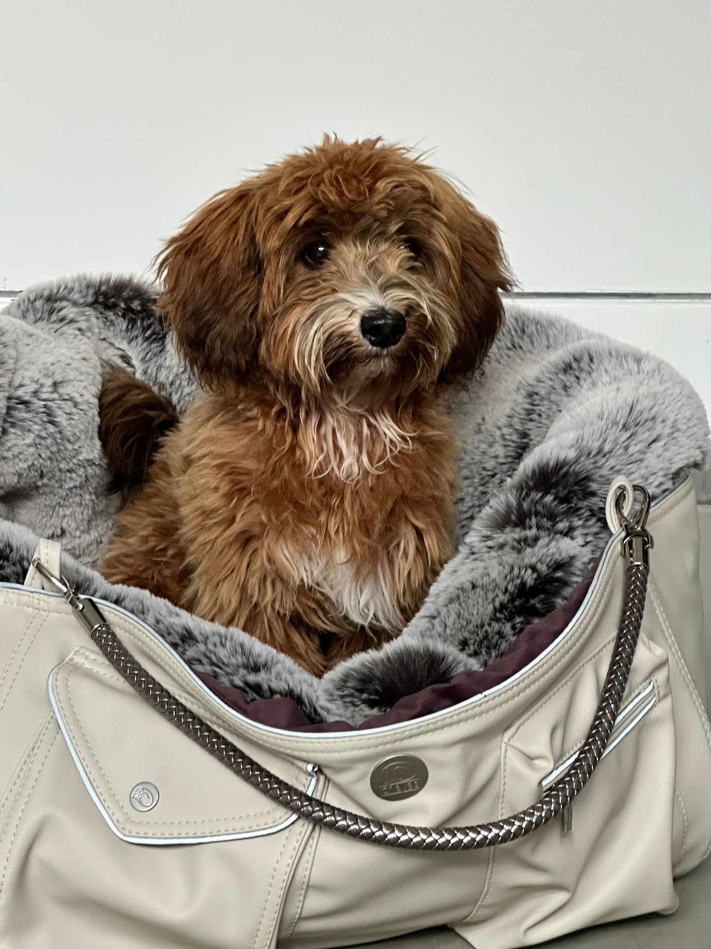 Hundetasche Weekender ice-dustyrose, salt & pepper Inlay