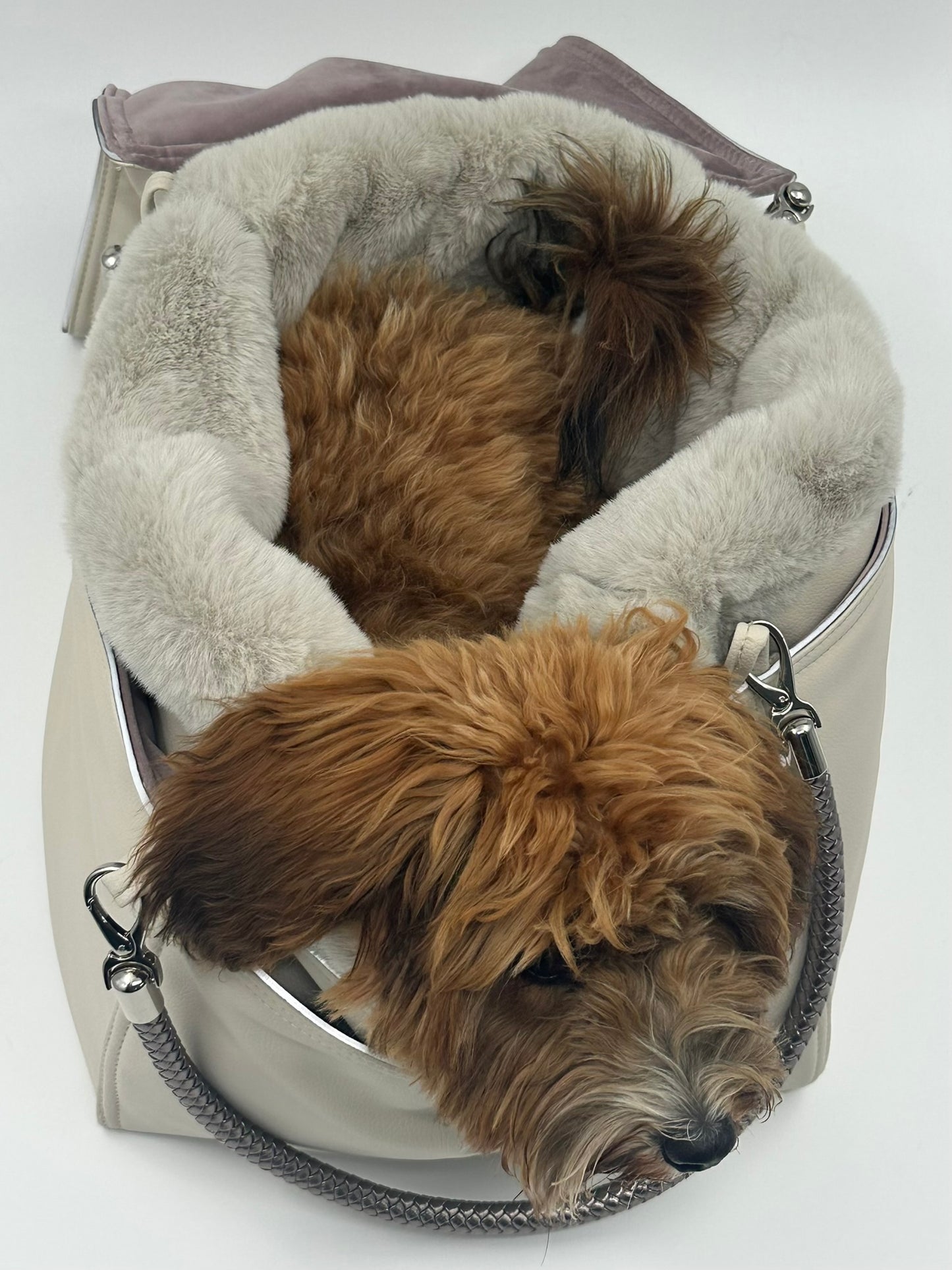 Hundetasche Weekender ice-dustyrose, salt & pepper Inlay