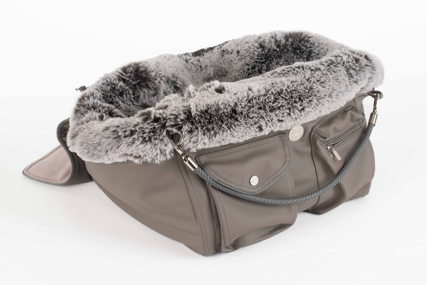 Hundetasche Weekender taupe-iceblue, salt & pepper Inlay