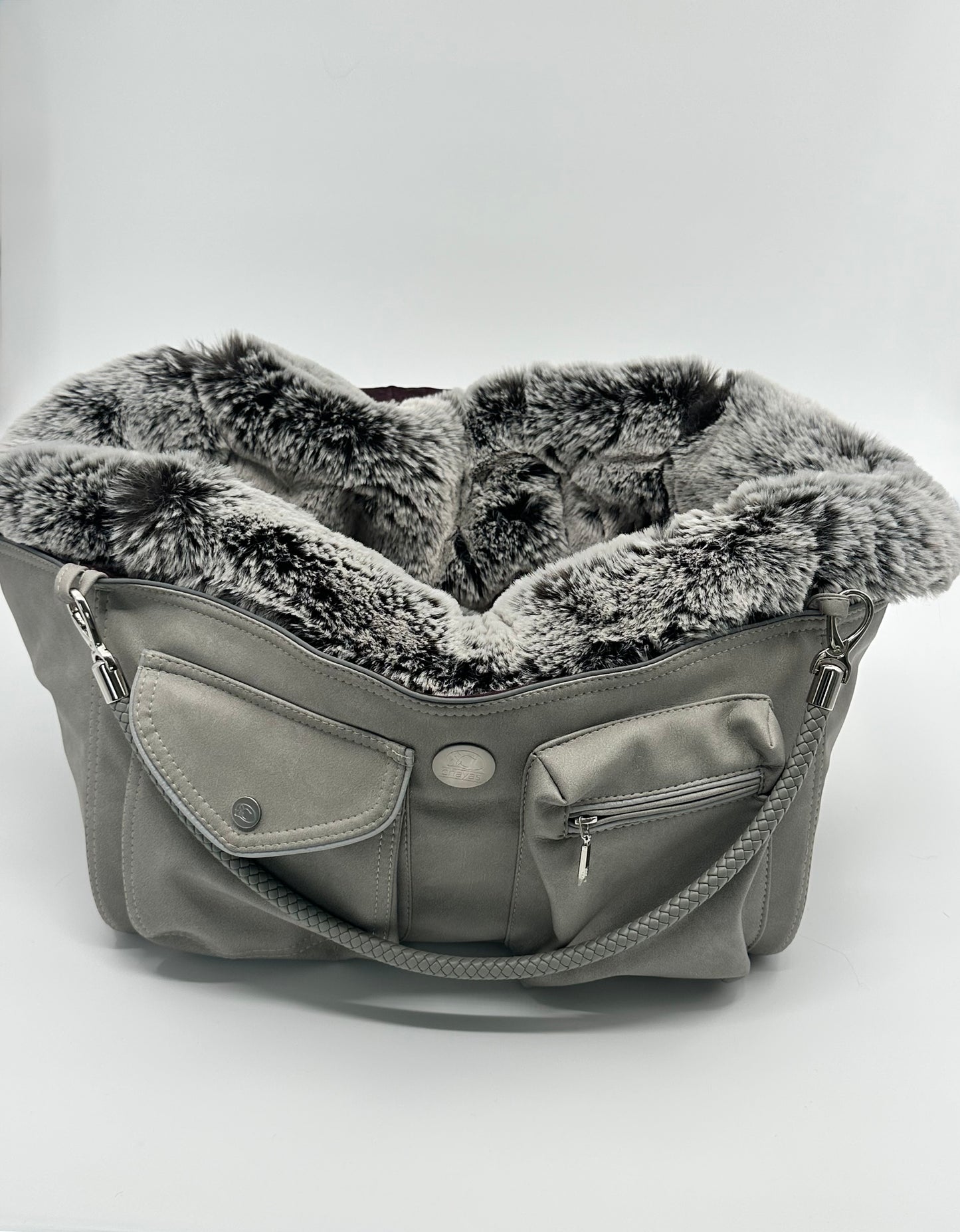Hundetasche Weekender platingrey-iceblue, salt & pepper Inlay