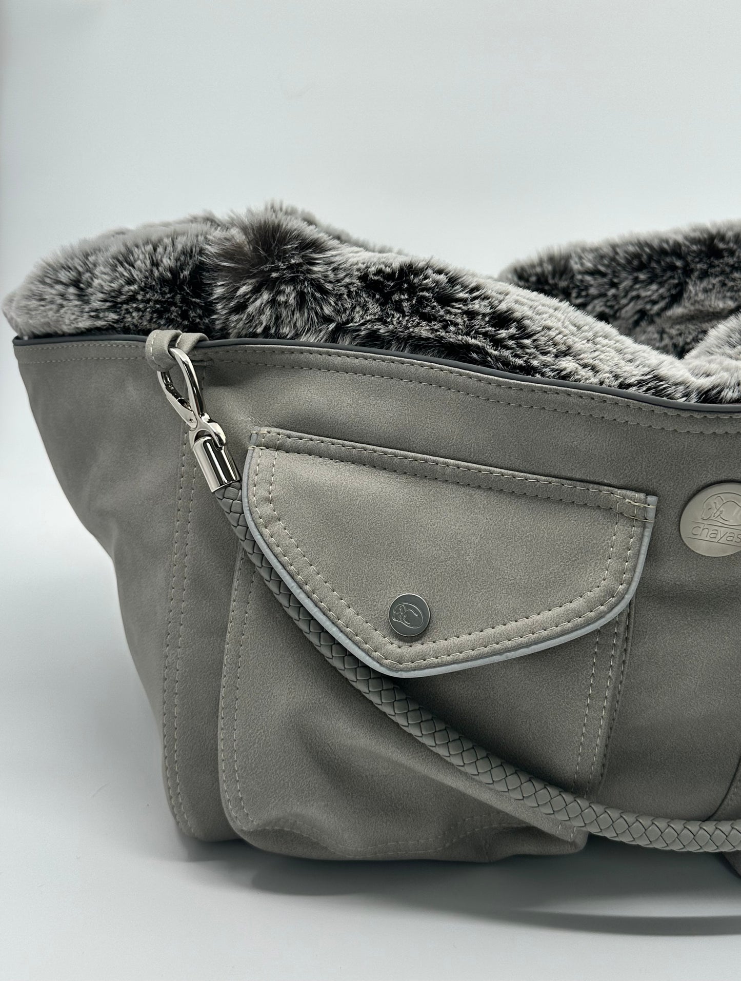 Hundetasche Weekender platingrey-iceblue, salt & pepper Inlay