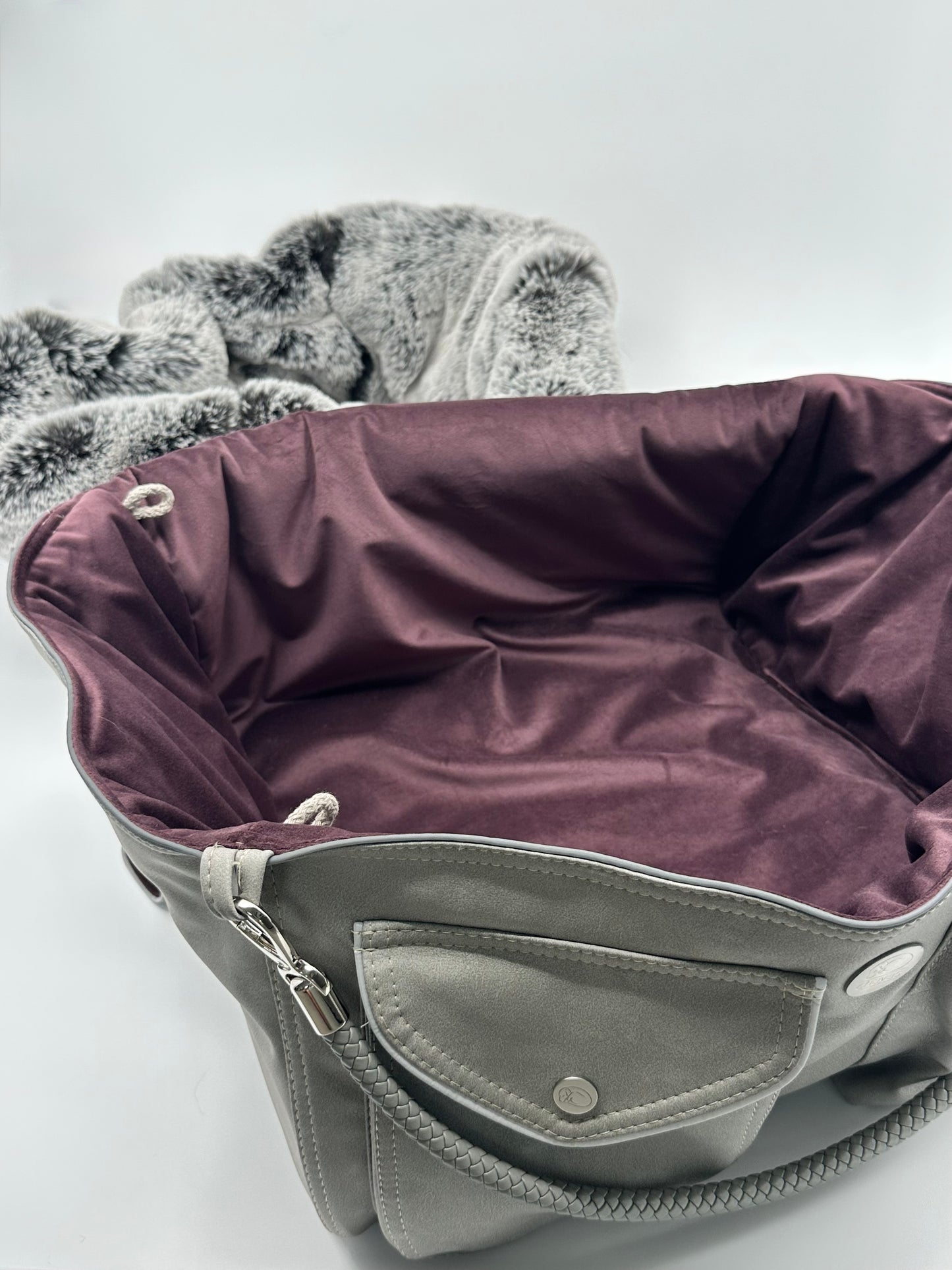 Hundetasche Weekender platingrey-wildberry, salt & pepper Inlay