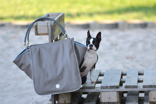 Hundetasche Weekender platingrey-iceblue, salt & pepper Inlay