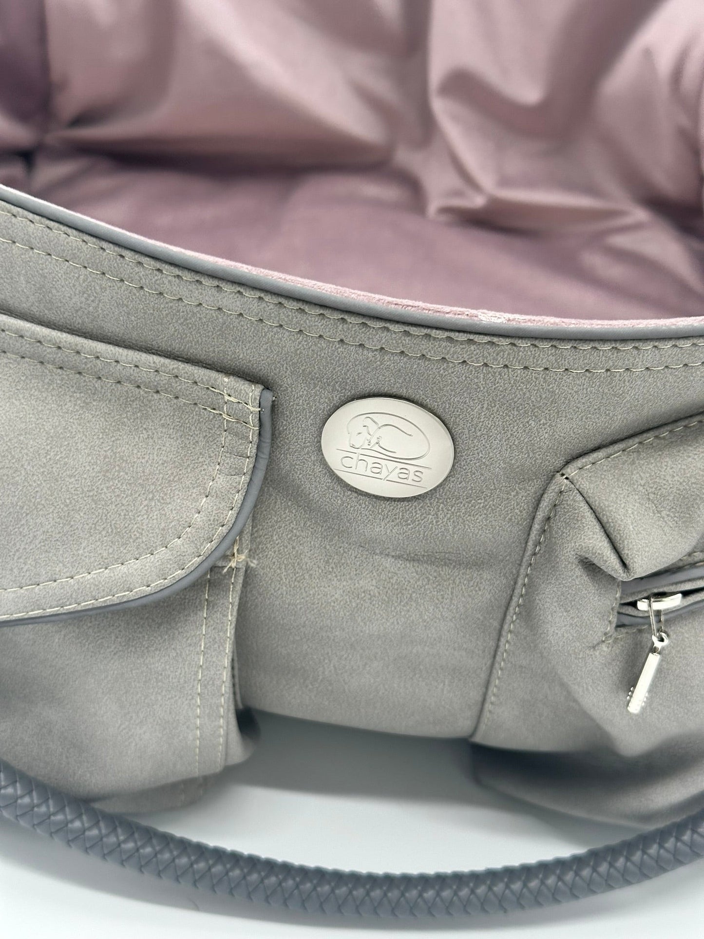 Hundetasche Weekender grey-darkrose, silver Inlay