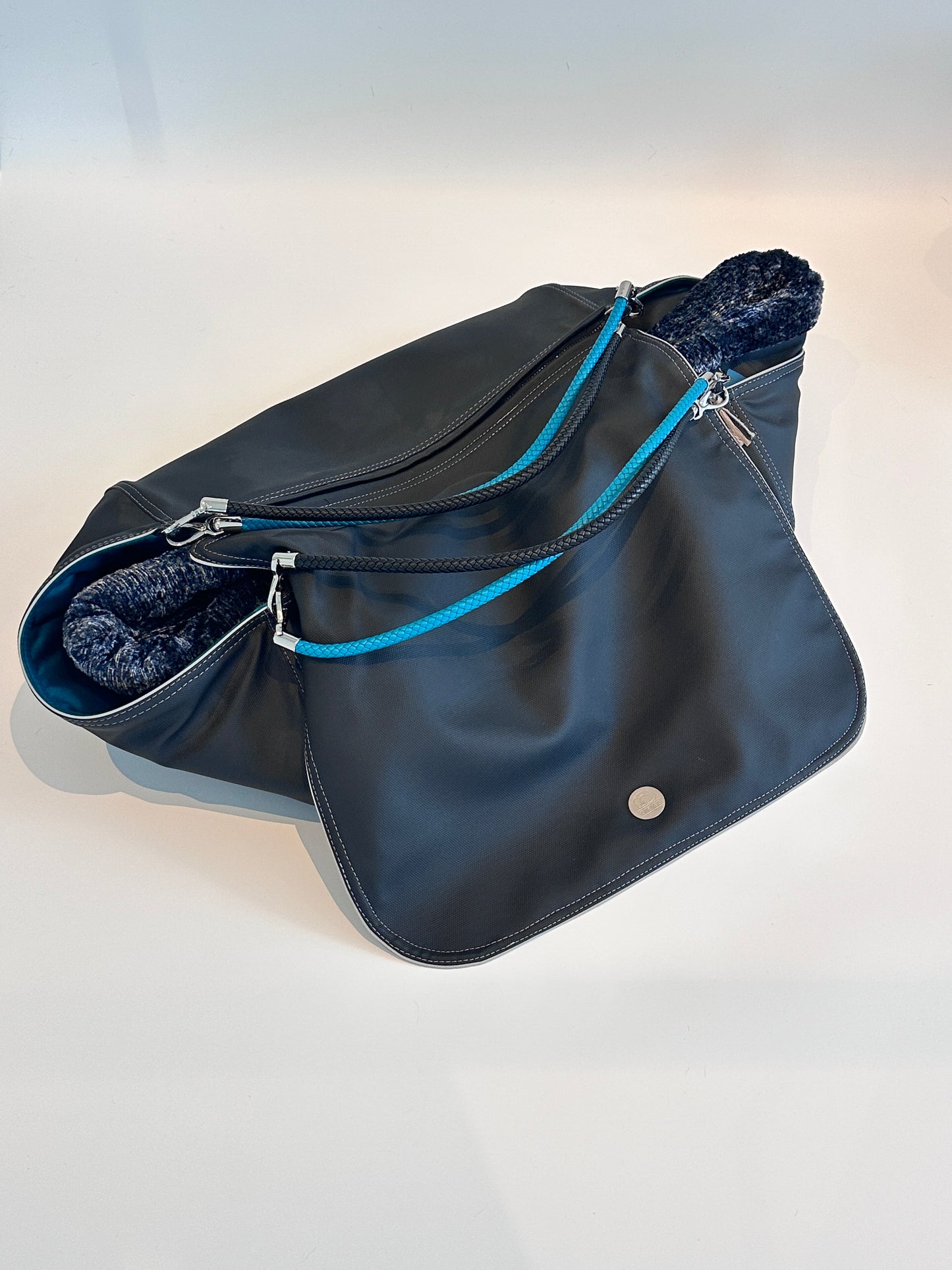 Bolsa de transporte para perros Weekender 4Seasons, negro turquesa, M