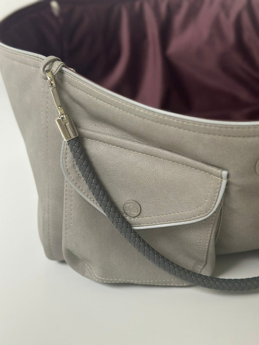 Hundetasche Weekender platingrey-wildberry, salt & pepper Inlay