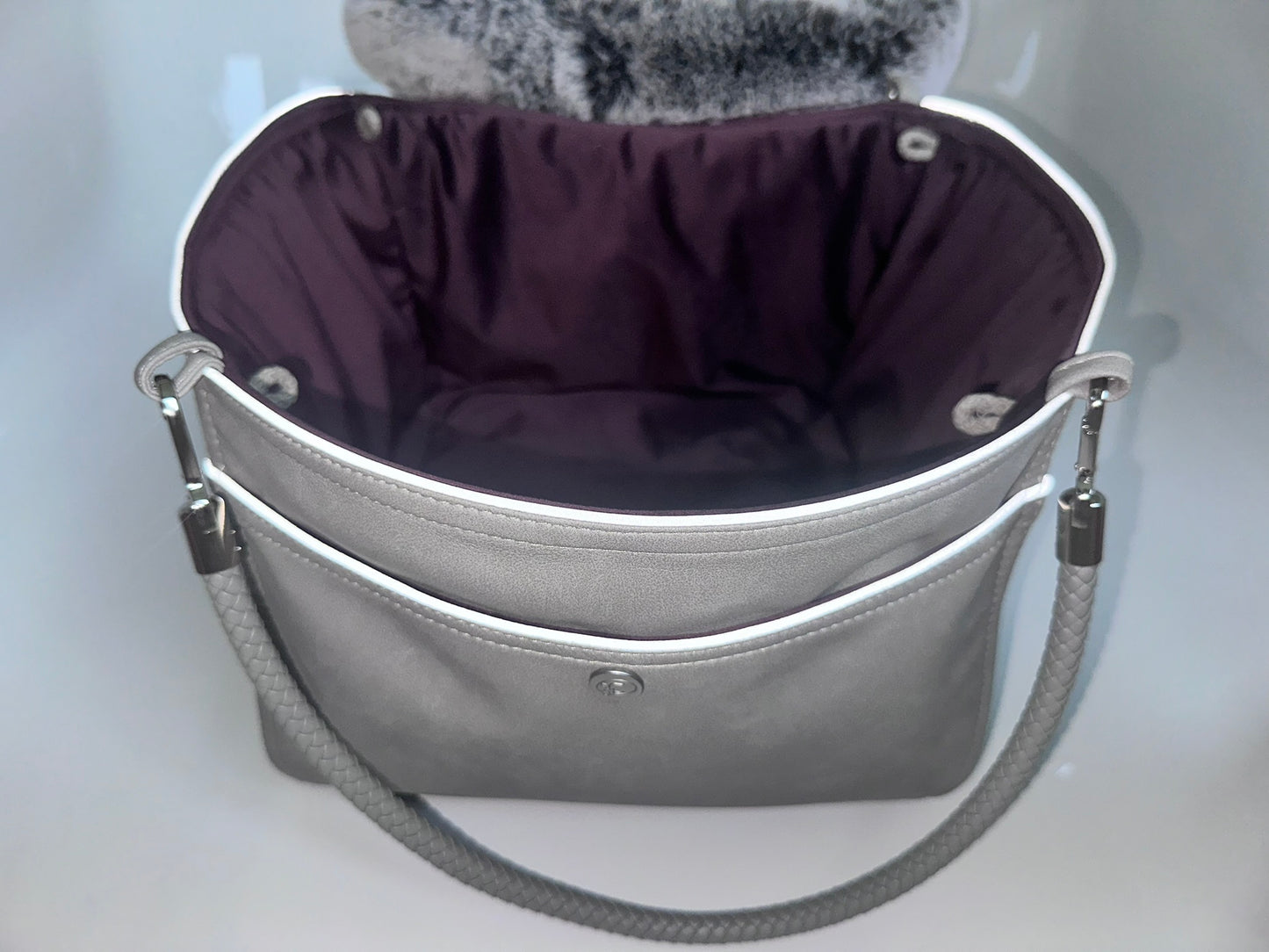 Hundetasche Weekender taupe-wildberry, silverstone Inlay