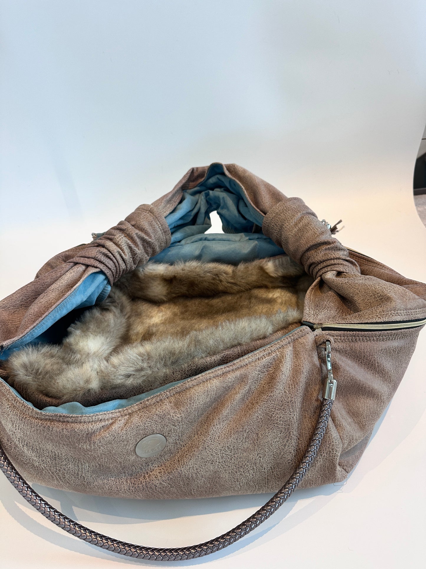 Bolso para perros Weekender 4Seasons, visón con correa cruzada para el hombro, M